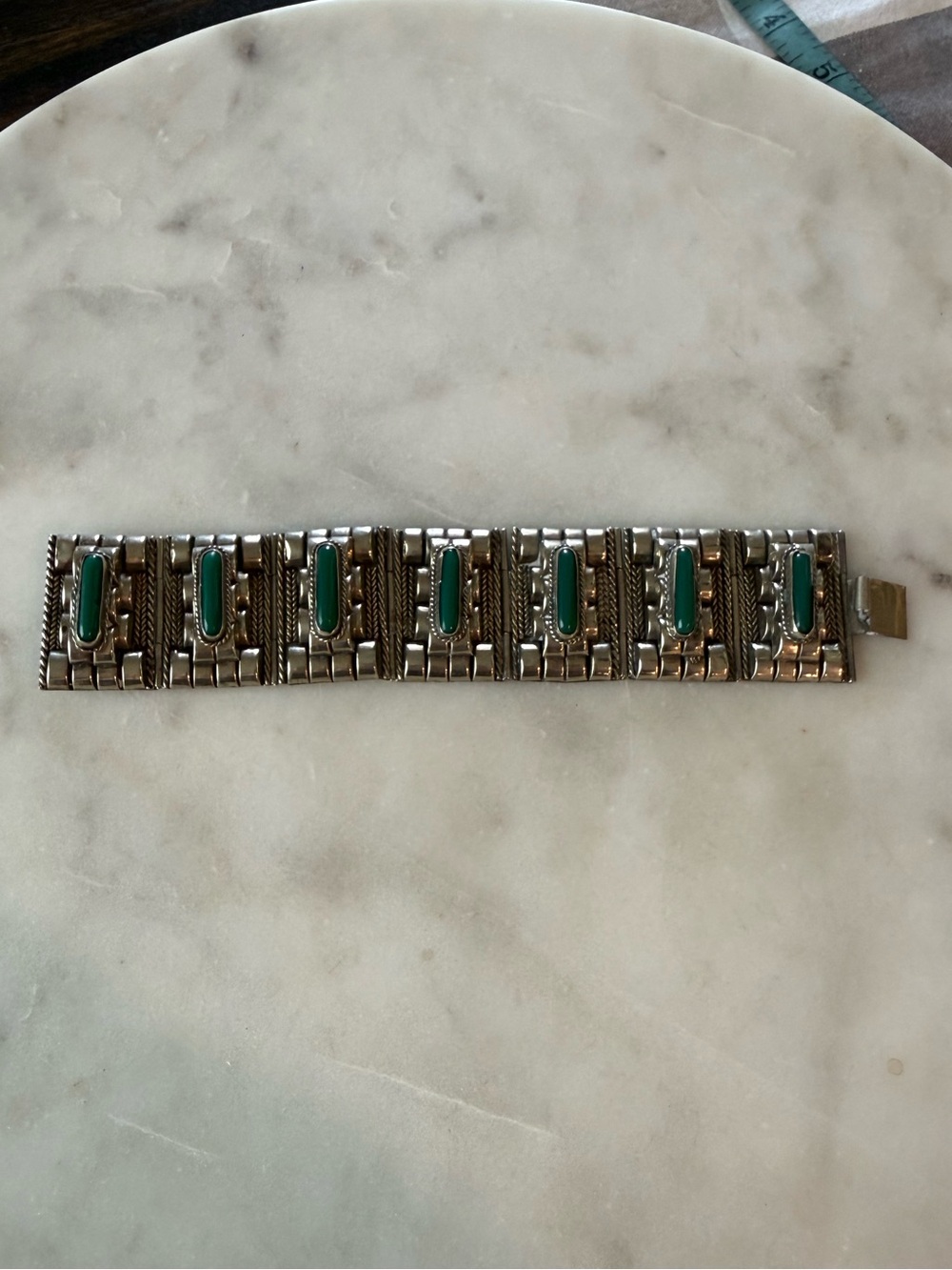 Vintage Alpaca Silver Panel Bracelet